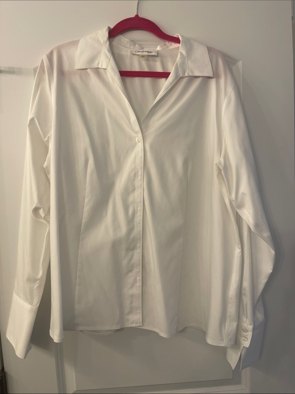 Calvin Klein White Button-Front Collared Shirt